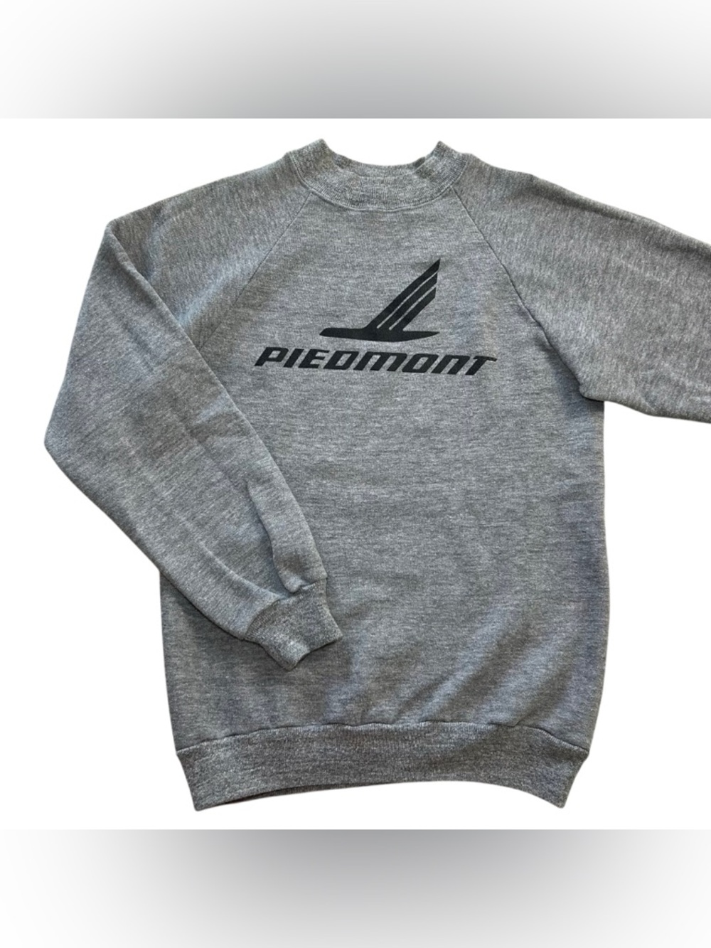 VTG 80s Piedmont Airlines Made In USA Jerzees Gray Crewneck Sweatshirt Adult S